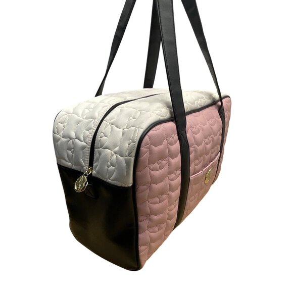 Luv Betsey Pink Quilted Cat Face With Shoulder Strap & Gold Accents Duffle Bag - Picture 8 of 15